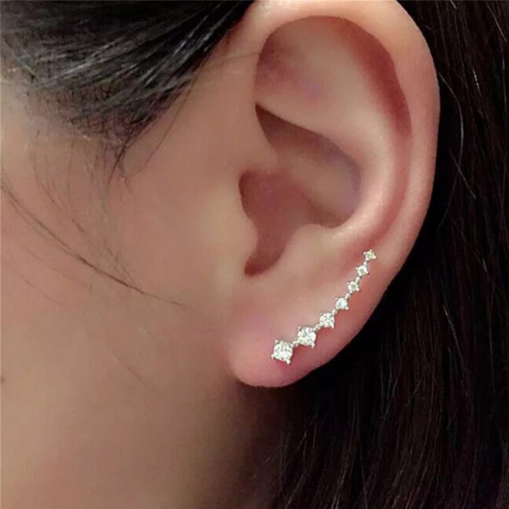 🎉 New Crystal Gold Plated Crawler Earrings set